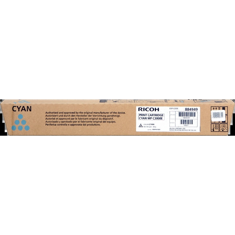 Ricoh Aficio MP-C2500/MP-C3000 Cyan Original Toner Cartridge - 888643/888639/884949/842033. 15,000 Pages