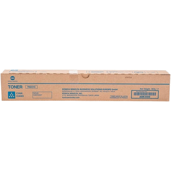 Konica Minolta TN221 Cyan Original Toner Cartridge - TN221C/A8K3450