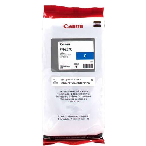 Canon PFI207 Cyan Original Ink Cartridge - PFI207C/8790B001. 300 ml