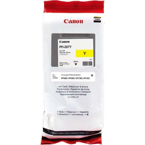 Canon PFI207 Yellow Original Ink Cartridge - PFI207Y/8792B001. 300 ml
