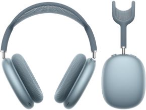 Auriculares de diadema airpods max con microfono y cancelacion de ruido con modo de sonido ambiente bluetooth audio compartido cambio automatico y deteccion de uso carga por USB-C color azul