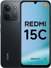 Smartphone redmi 15c NFC capacidad 128gb RAM 4gb procesador mediatek helio g81-ultra pantalla 6.9' camara frontal 8 MP camara trasera 50mp bateria 6000mah 4g DUAL SIM o micro SD color negro