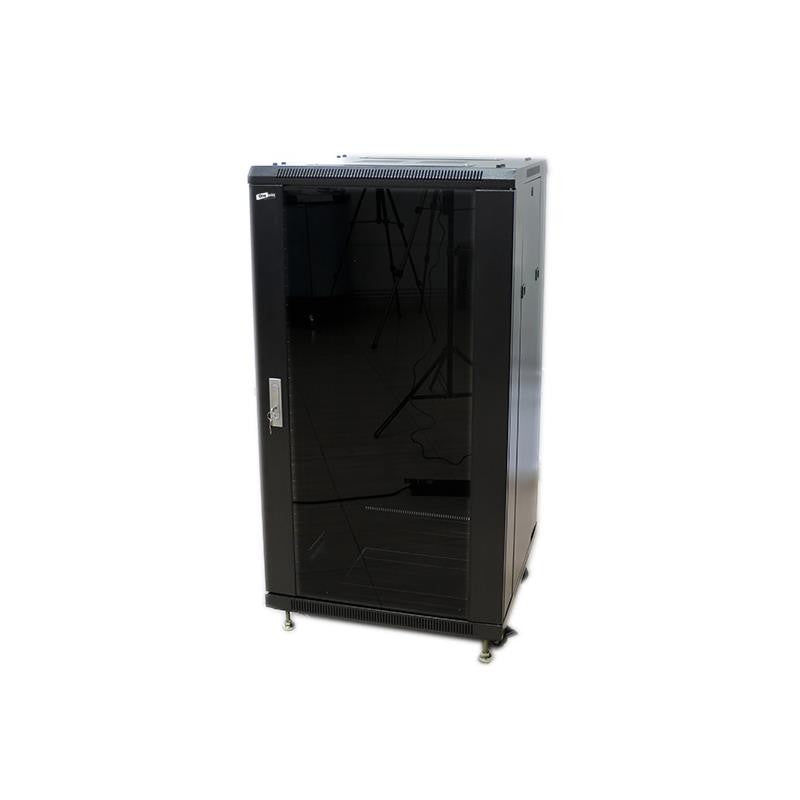 POWERGREEN 22U 60X80 DISASSEMBLED RACK CABINET GLASS AND METAL DOORS