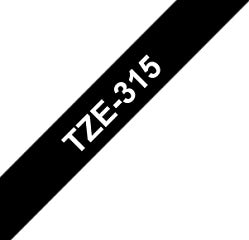 Cinta laminada texto blanco sobre fondo negro ancho 6mm bobina 8 metros