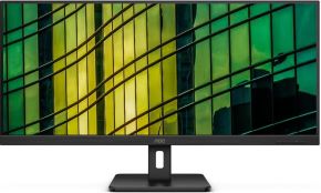 Monitor 34' ultrapanoramico 3440x1440 a 100hz wqhd 4ms 20000000:1 21:9 2 x HDMI DISPLAYPORT salida mini jack 3.5mm angulo vision h:178-v178 inclinacion dimensiones 817.5x253.8x475mm 7.67kg negro