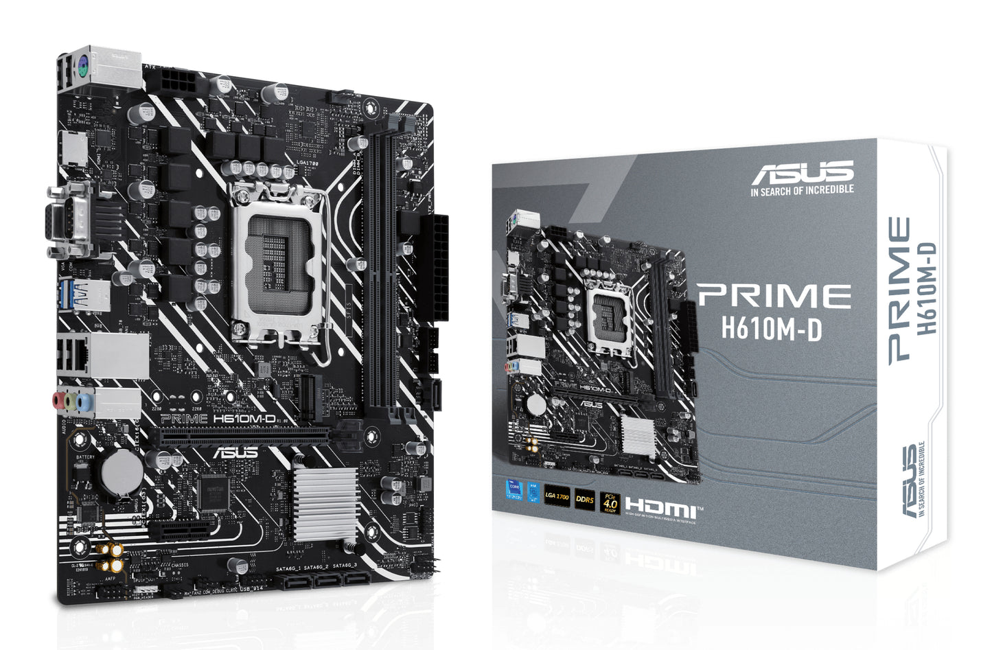 ASUS PRIME H610M-D: (1700) 2DDR5 VGA HDMI RJ45 mATX