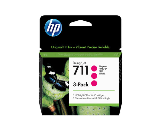 HP 711 Magenta Pack de 3 Cartuchos de Tinta Originales - CZ135A. 3x 29 ml