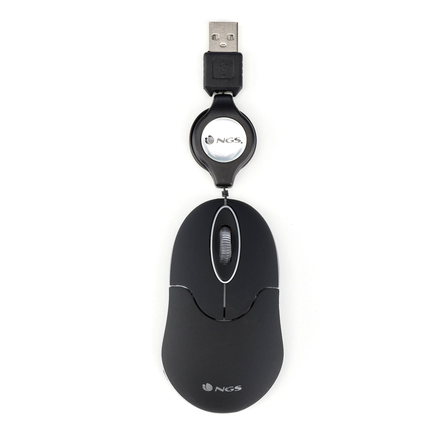 Ratón NGS Óptico USB 1000dpi Retráctil Negro (SINBLACK)