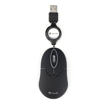 Ratón NGS Óptico USB 1000dpi Retráctil Negro (SINBLACK)
