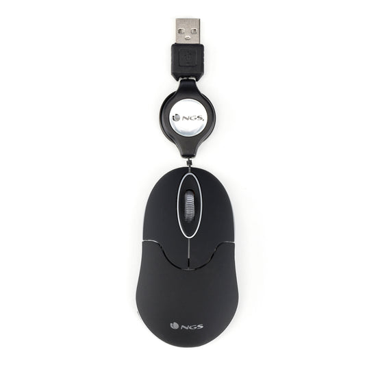 Ratón NGS Óptico USB 1000dpi Retráctil Negro (SINBLACK)