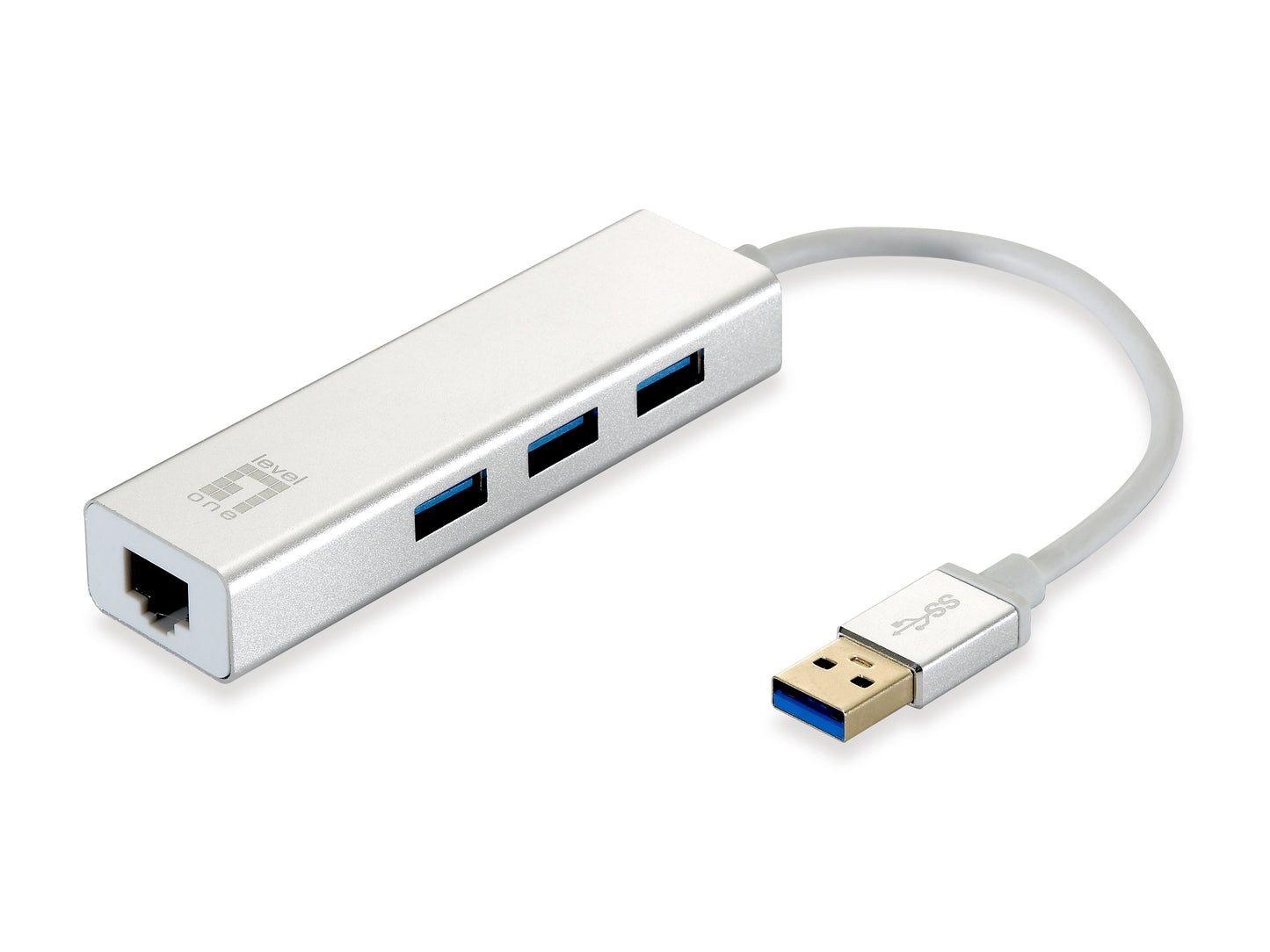 USB 3.0 male to Ethernet female 10/100/1000mbps adapter + 3-port USB 3.0 hub