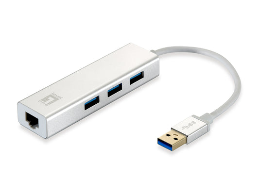 USB 3.0 male to Ethernet female 10/100/1000mbps adapter + 3-port USB 3.0 hub