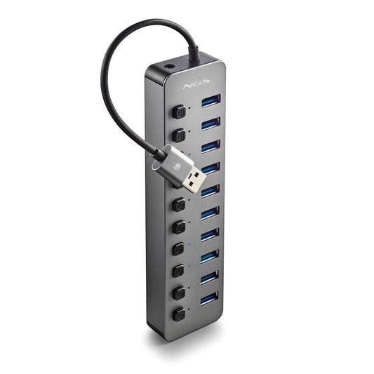 NGS 10xUSB 3.0 Hub with Switches Grey (IHUB10)