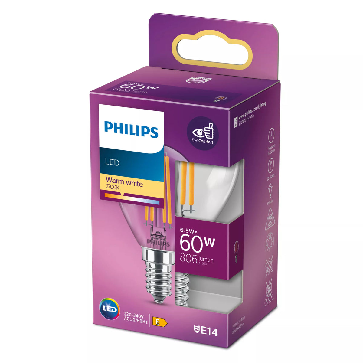 Bombilla Philips LED Classic 60W P45 E14 (929002028555)