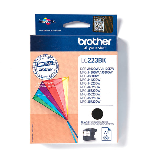 Brother LC223 Black Original Ink Cartridge - LC223BKBP. 550 Pages
