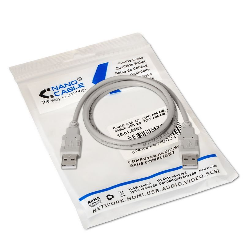 Nanocable USB-A/M a USB-A/M 1m Beige (10.01.0302)