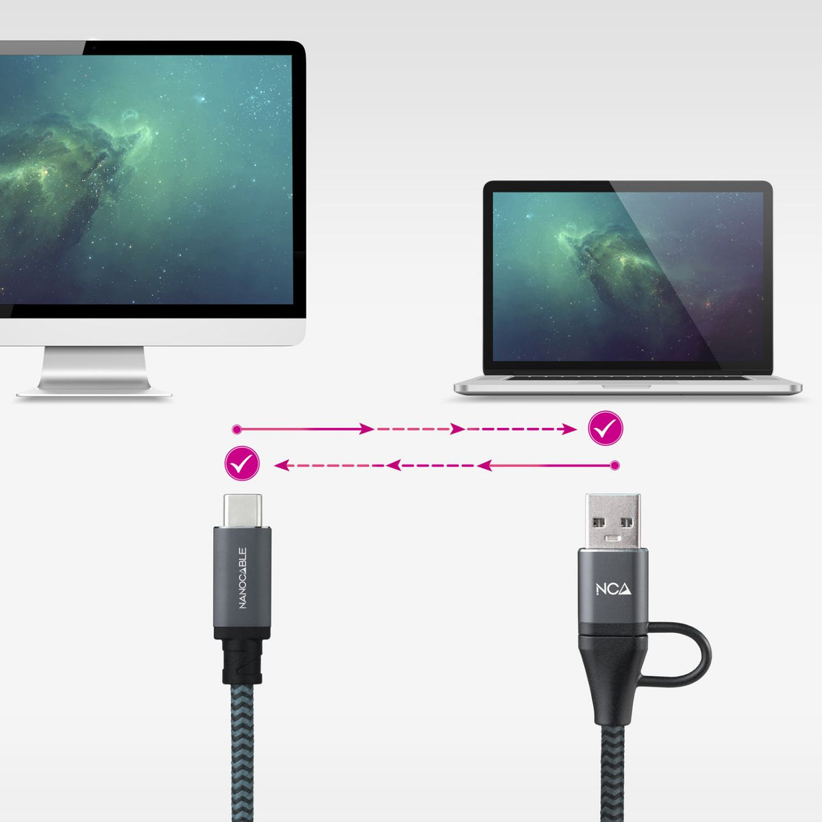 Nanocable USB-C a USB-A+USB-C/M (10.01.4111-L150-COMB)