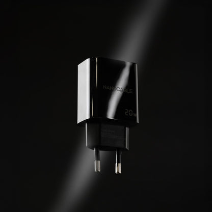 Cargador Pared Nanocable 1xUSB-C 20W Negro (10.10.2006)
