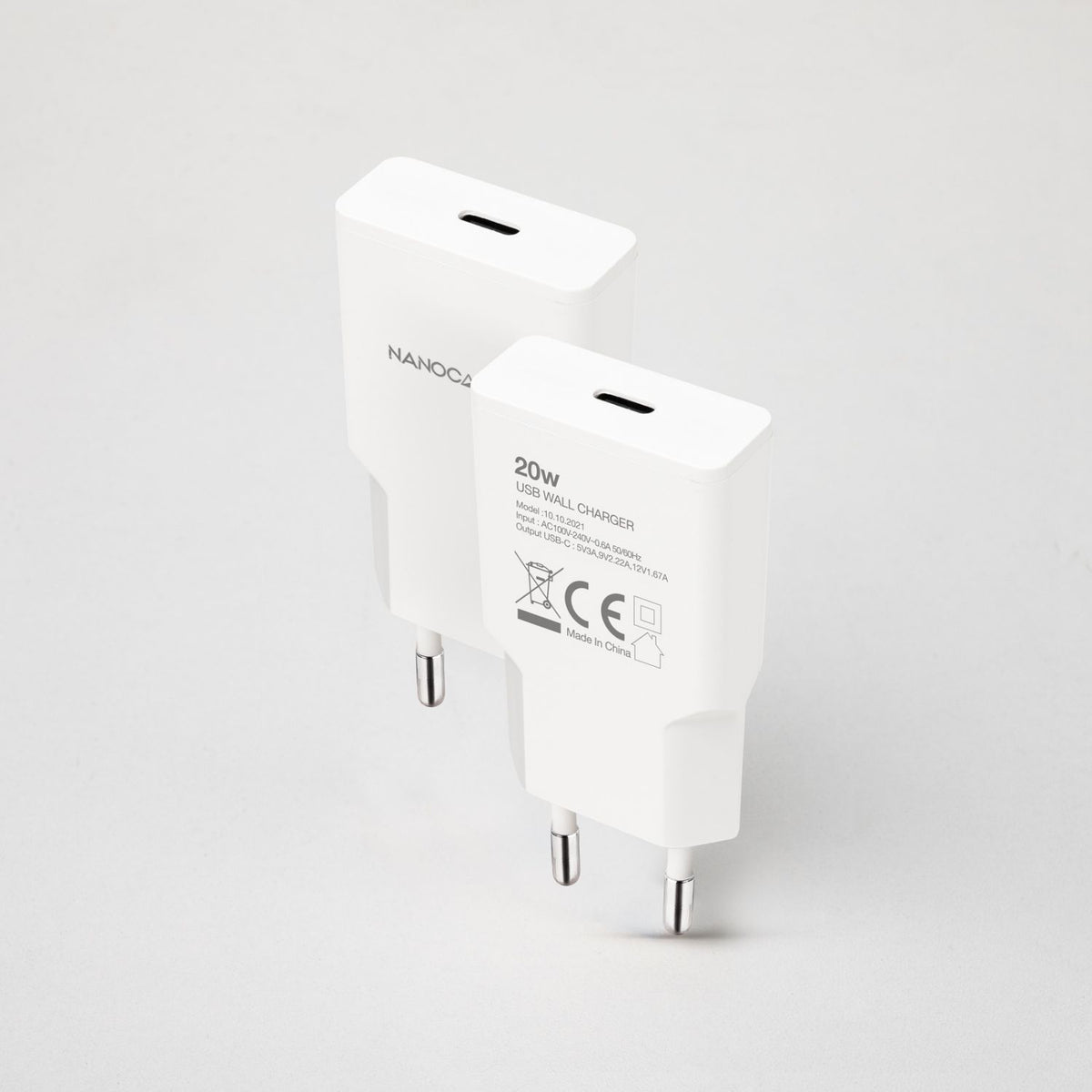 Cargador Nanocable 1xUSB-C PD 20W Blanco (10.10.2021)