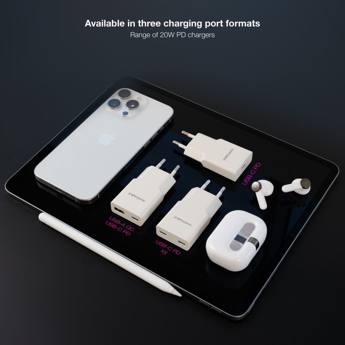 Cargador Nanocable 2xUSB-C PD 20W Blanco (10.10.2023)