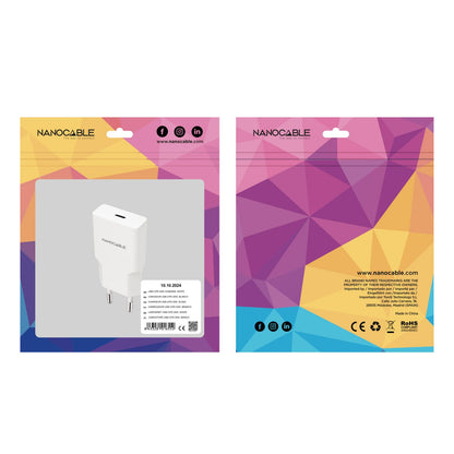 Cargador Nanocable 1xUSB-C PD 25W Blanco (10.10.2024)