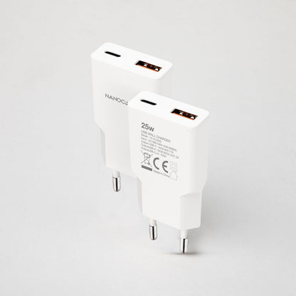 Cargador Nanocable USB-A/USB-C 25W Blanco (10.10.2025)