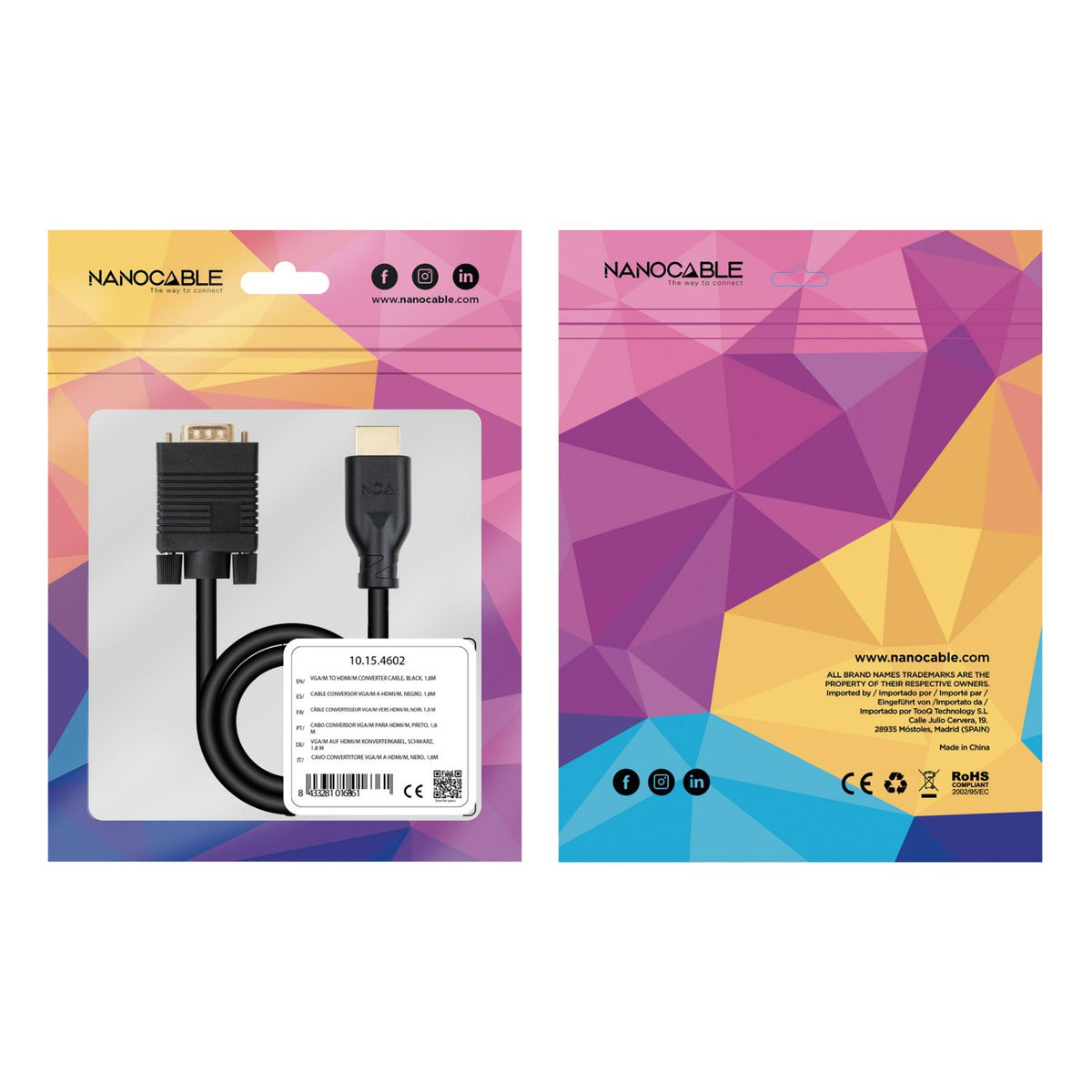 Nanocable VGA/M a HDMI/M 1.8m Negro (10.15.4602)