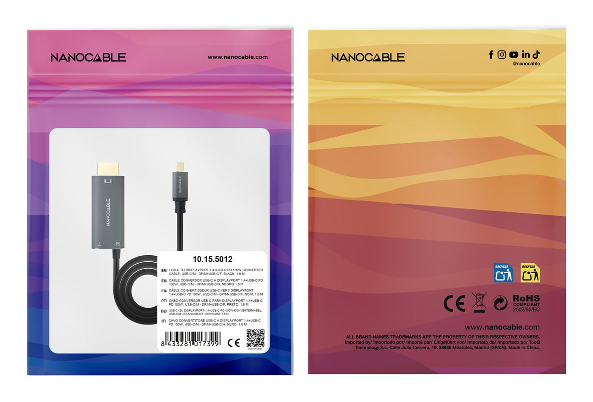 Conversor Nanocable USB-C/M a DP/M+USB-C/H (10.15.5012)