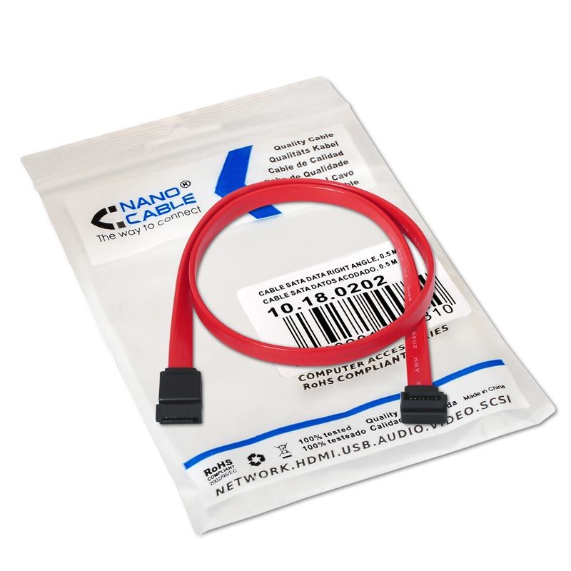 Nanocable SATA2/M a SATA2/M 0.5m Negro/Rojo(10.18.0202)
