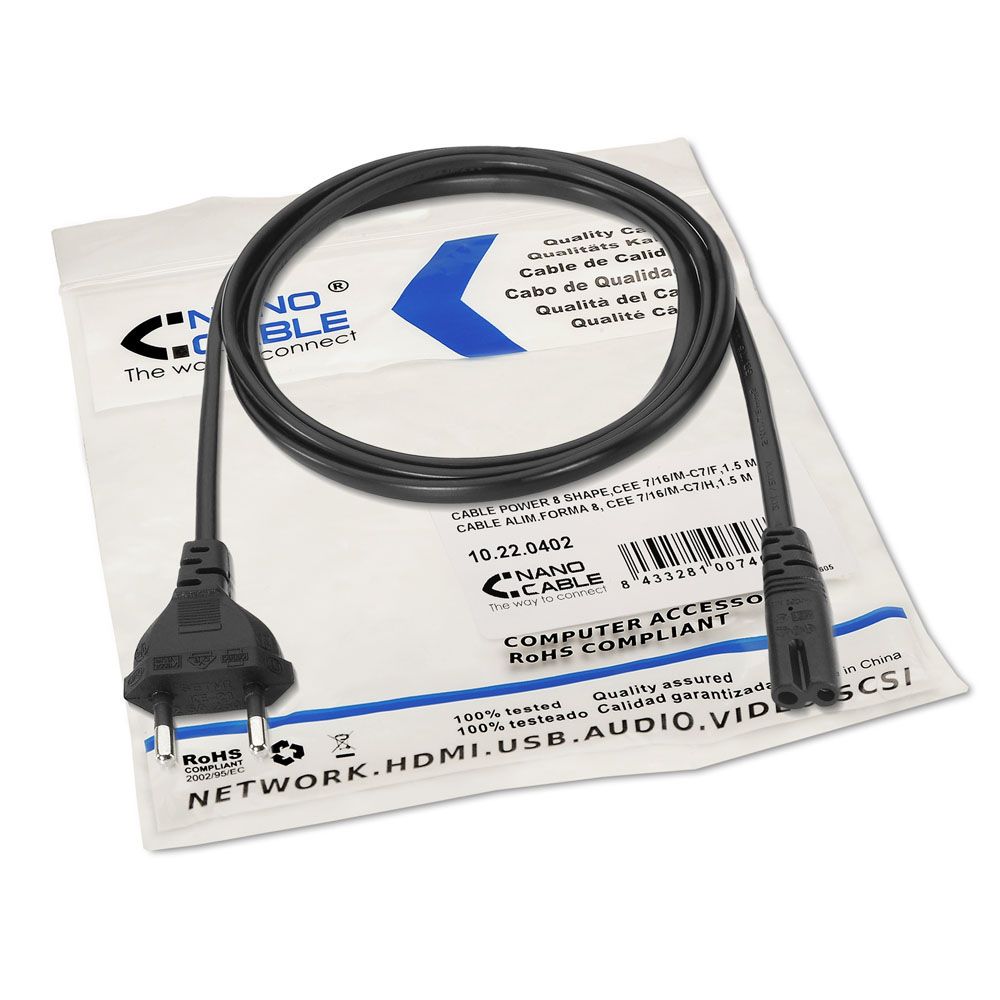 Nanocable CEE7/16/M a C7/H 1.5m (10.22.0402)