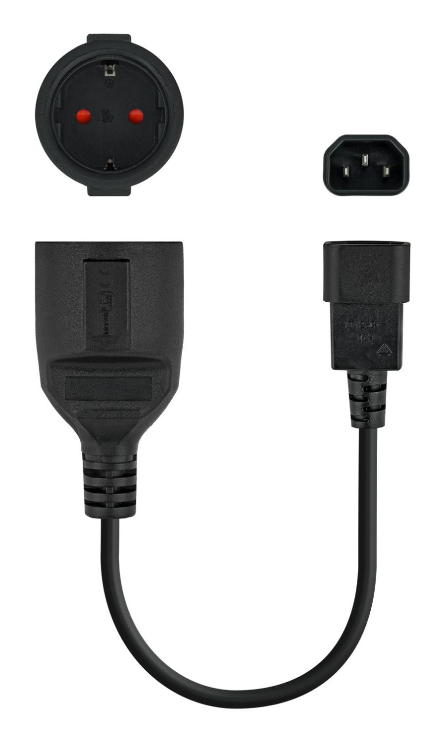 Nanocable C14/M a CEE7/H 50cm Negro (10.22.0902)