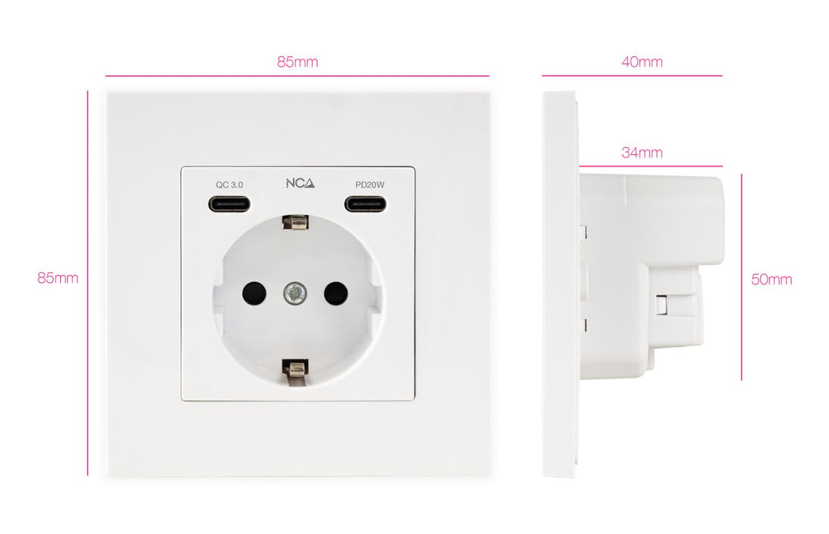 Enchufe de Pared Nanocable Schuko/2xUSB-C (10.35.0012)
