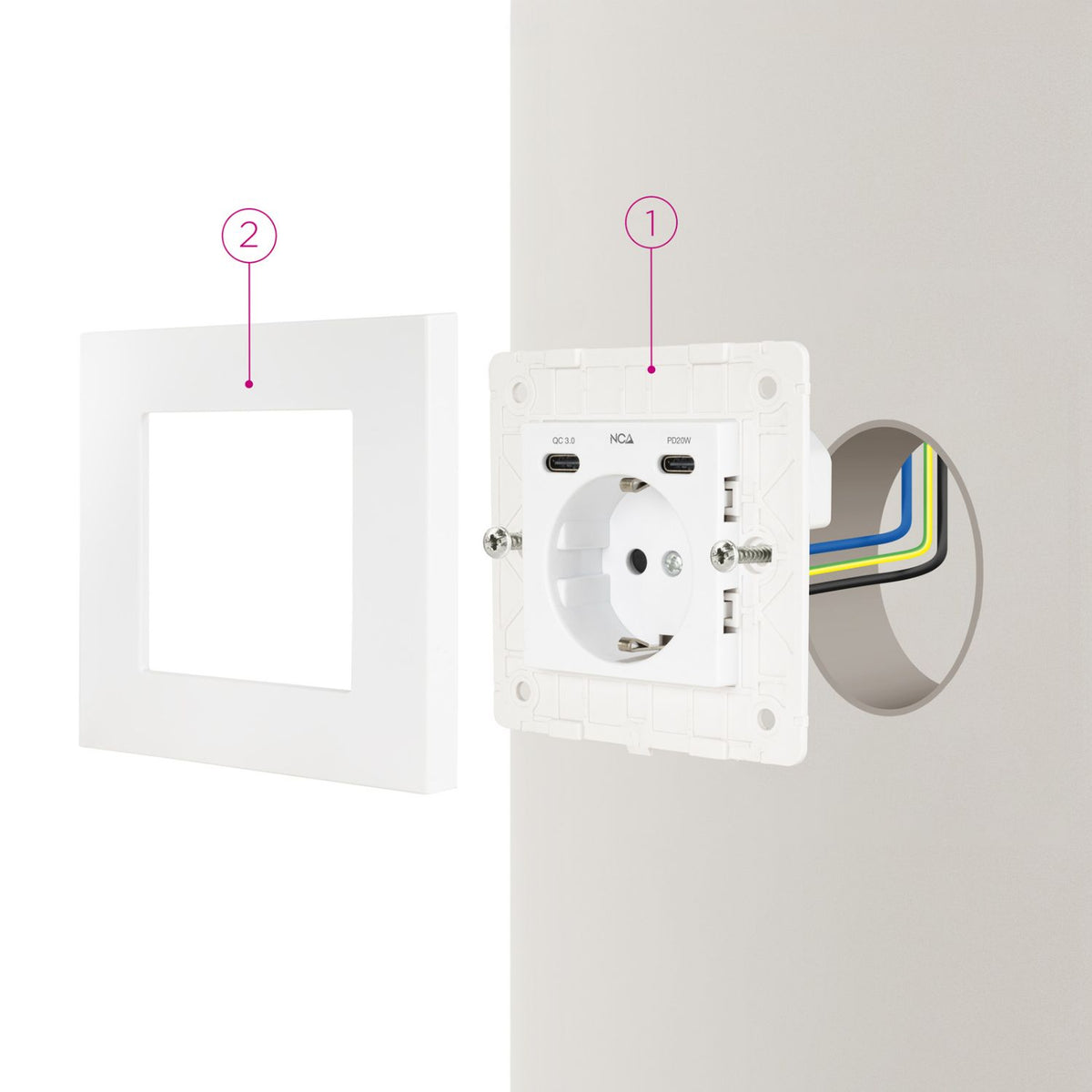 Enchufe de Pared Nanocable Schuko/2xUSB-C (10.35.0012)