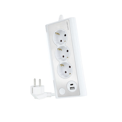 Regleta Nanocable 3xSchuko 2xUSB Blanca (10.37.0013-W)