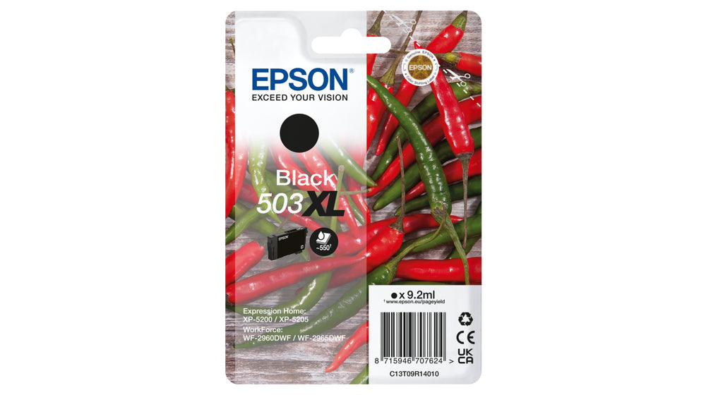 Epson 503XL Black Original Ink Cartridge - C13T09R14010. 550 Pages