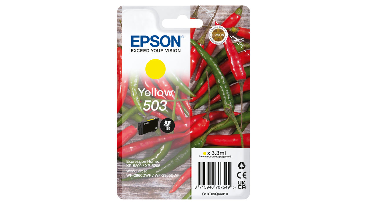 Epson 503 Yellow Original Ink Cartridge - C13T09Q44010. 165 Pages