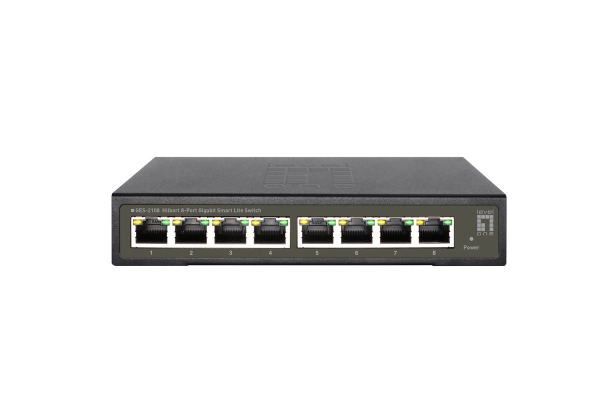 LevelOne Switch 8 puertos RJ45 10/100/1000mbps con 8 puertos sobremesa carcasa metalica (GES-2108)