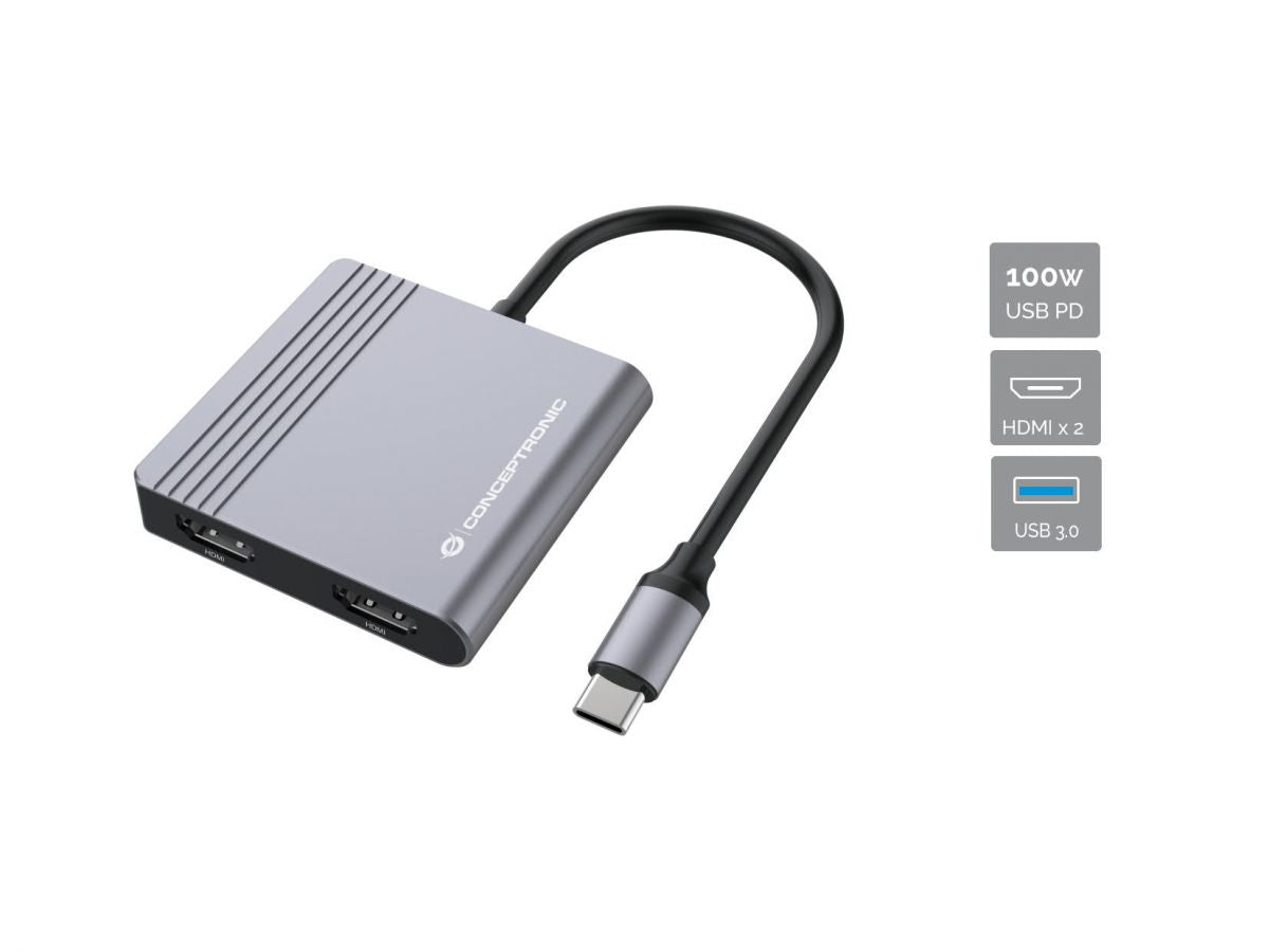 Adaptador CONCEPTRONIC 4en1 USB-C 3.0 Gris (DONN13G)