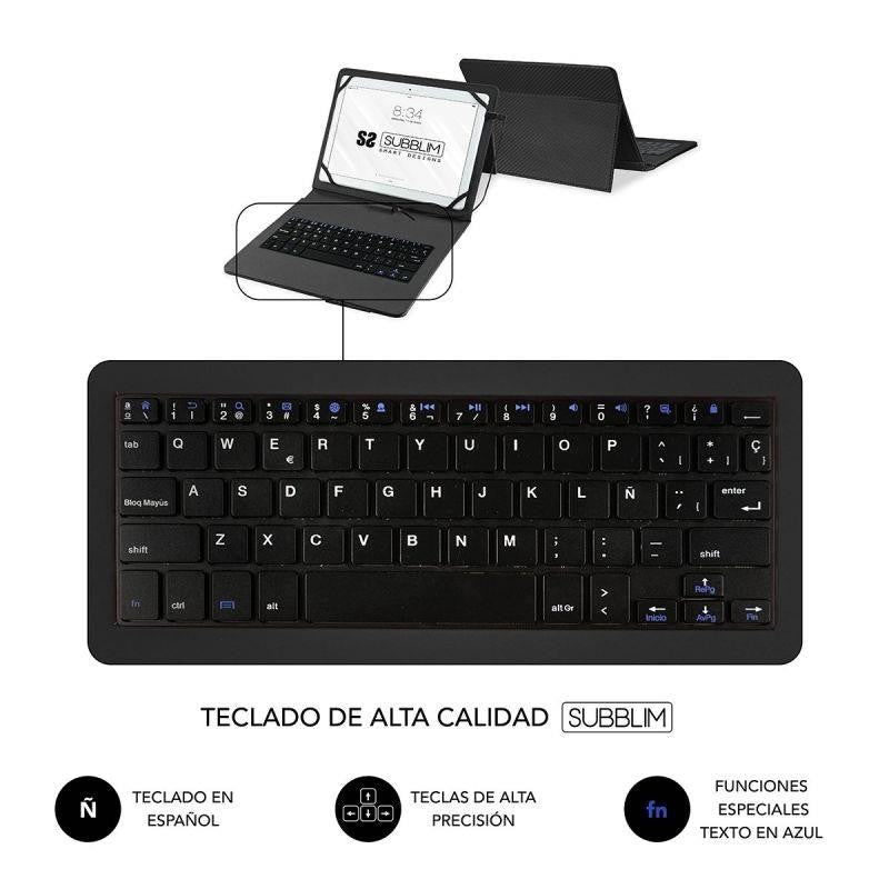 FUNDA SUBBLIM CON TECLADO KEYTAB PRO USB-C TABLET 10.1-11" BLACK