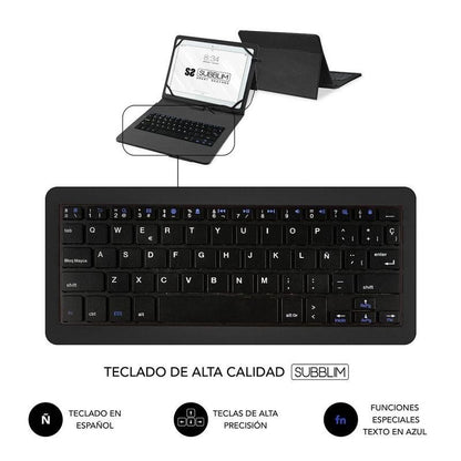 FUNDA SUBBLIM CON TECLADO KEYTAB PRO USB-C TABLET 10.1-11" BLACK