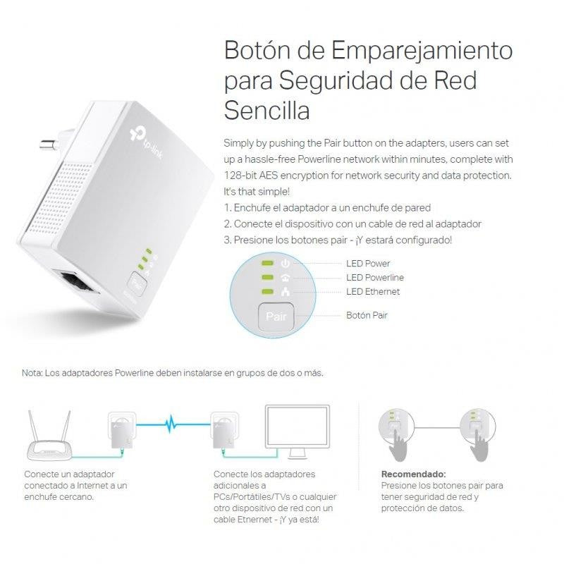 POWERLINE TP-LINK TL-PA4010KIT ETHERNET 2UDS 500M