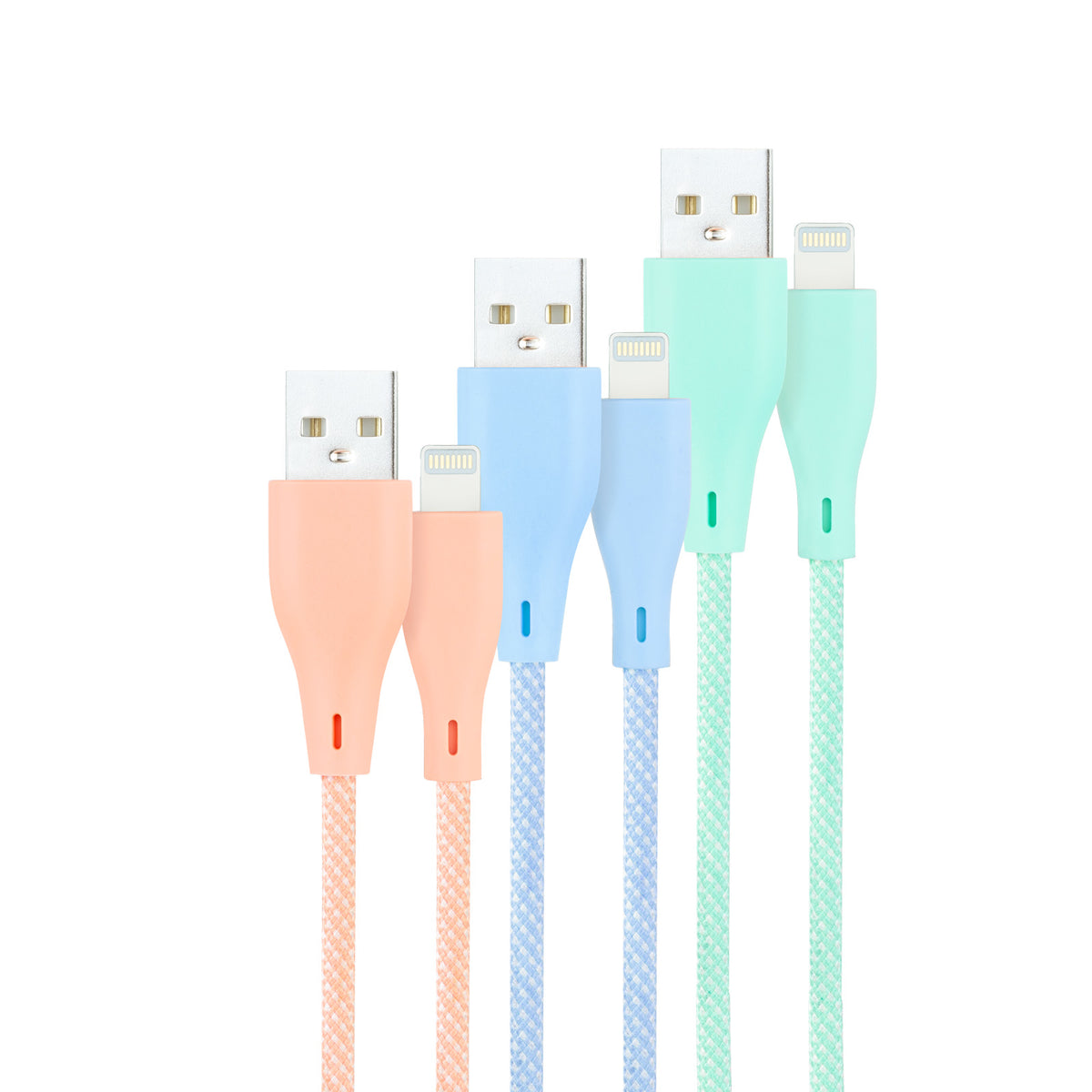 CABLE LIGHTNING A USB 2.0 NANOCABLE A/M 1M 3UD BLUE PINK GREEN (10.10.0401-CO1)