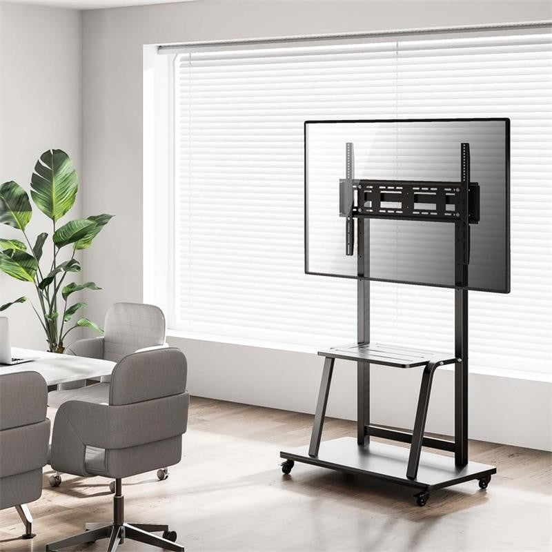 SOPORTE TV MONITOR AISENS SUELO CON RUEDAS 37-100 150KG BLACK/SILVER