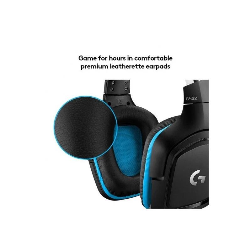 AURICULARES + MICROFONO LOGITECH GAMING G432 USB  DTS 7.1 BLACK/BLUE