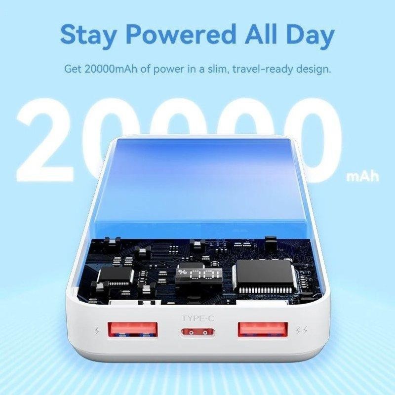 POWERBANK VENTION 20000MAH 2XUSB-A + USB-C LED DISPLAY 22.5W BLACK