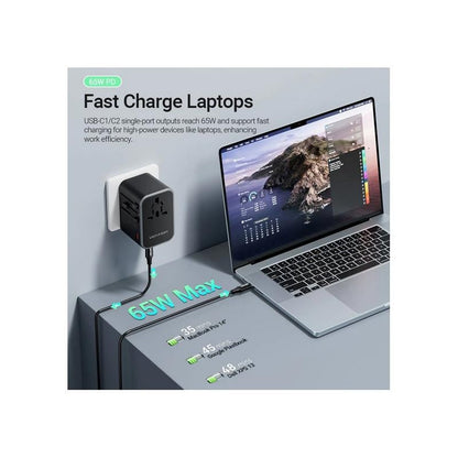 CARGADOR DE PARED VENTION UNIVERSAL GAN 2XUSB-C USB-A 65W
