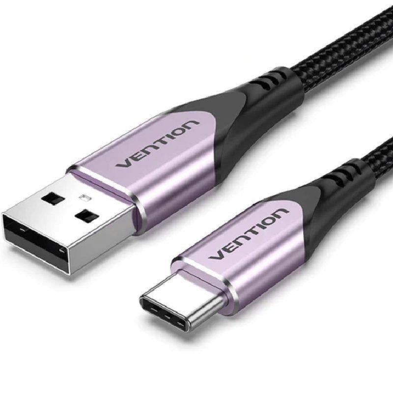 CABLE VENTION USB-A 2.0 - USB-C 3A 60W TRENZADO 1M ALUMINIO