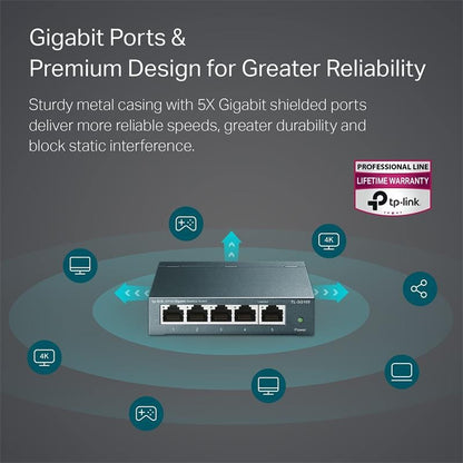 SWITCH TP-LINK TL-SG105S GIGABIT 5 PUERTOS METALICO