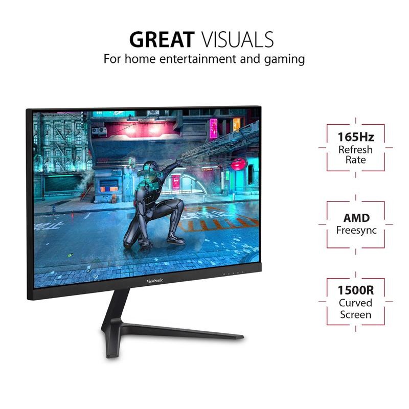 MONITOR VIEWSONIC 24" CURVO LED FHD HDMI DP 165Hz 3YR GARANTIA