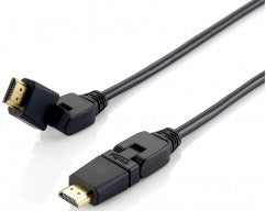 Cable desde HDMI macho a HDMI macho longitud 1 metro  1.4 high speed con ethernet y conector pivotante 180
